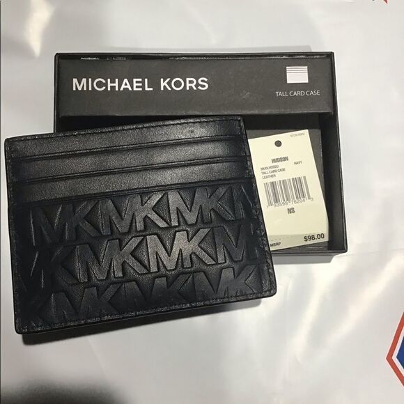 Michael Kors LEATHER Men's Tall Embossed Leather Card Case - Picture 9 of 11